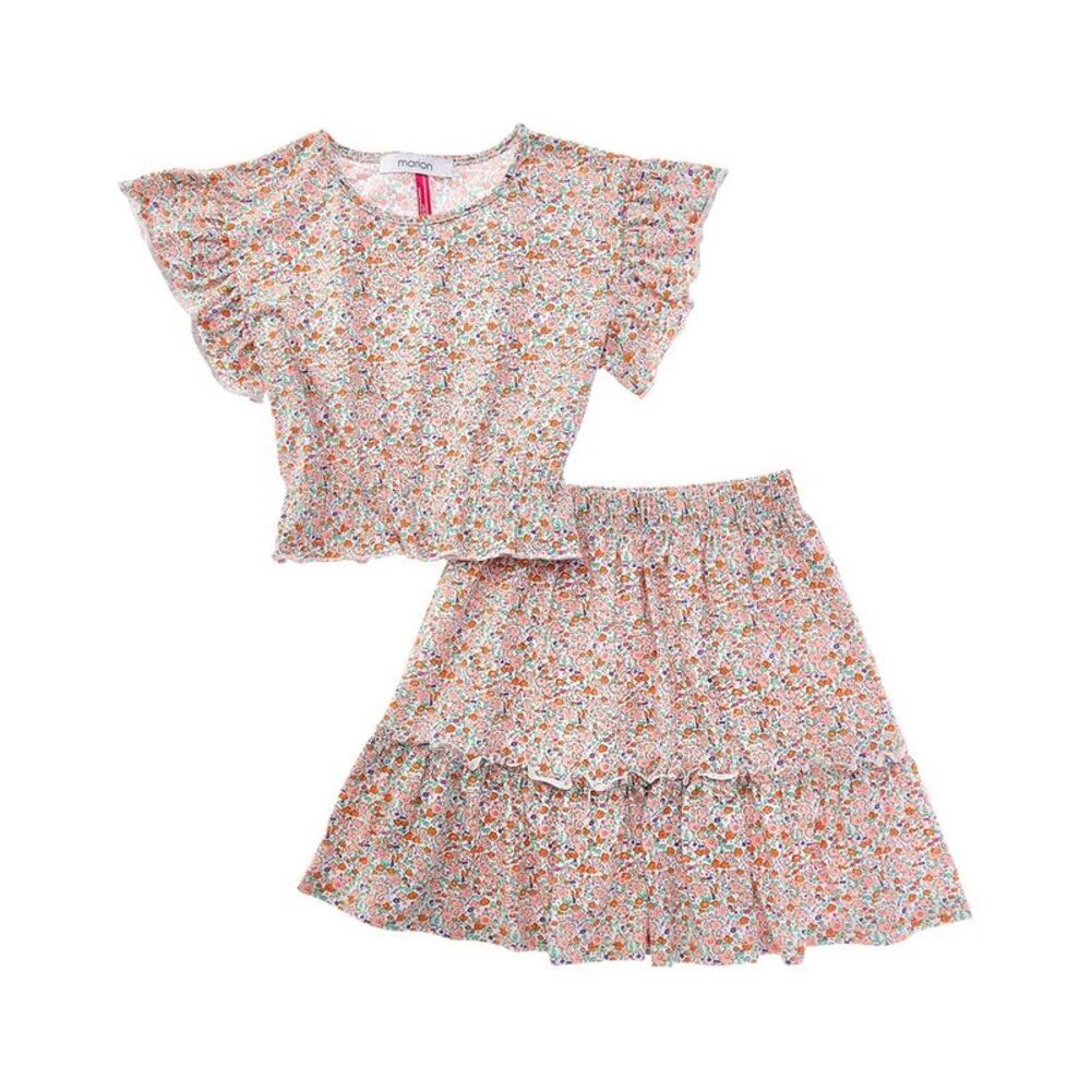 Marion Girls  2Pc Floral Top & Skirt Set